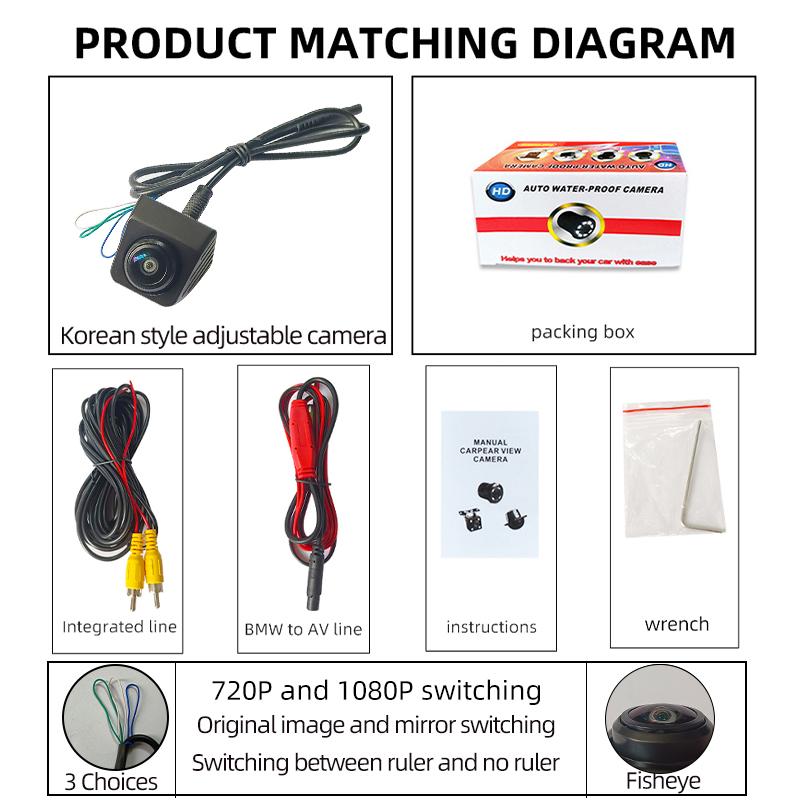 Universal Car HD 720p Ahd Korea Car Camera Starlight Night Vision Waterproof Car Reversing Camera 170 Degrees Fisheye Camera