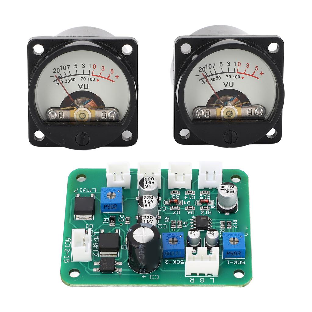 VU Meter Panel Kit 2PCS Warm Color Backlight Power Amplifier VU Meter with Driver Board