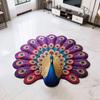 Yousheng Floor Mat Colorful 3D Peacock Design Quick-Drying Crystal Velvet Soft Absorbent Bath Rug Anti-slip Backing Easy Care Bathroom Mat