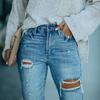 Spring 2022 Womens Fashion High Waist Y2k Women's Skinny Ripped Jeans Baggy Woman Denim Capris Pants Jean Mom Jeans Trousers