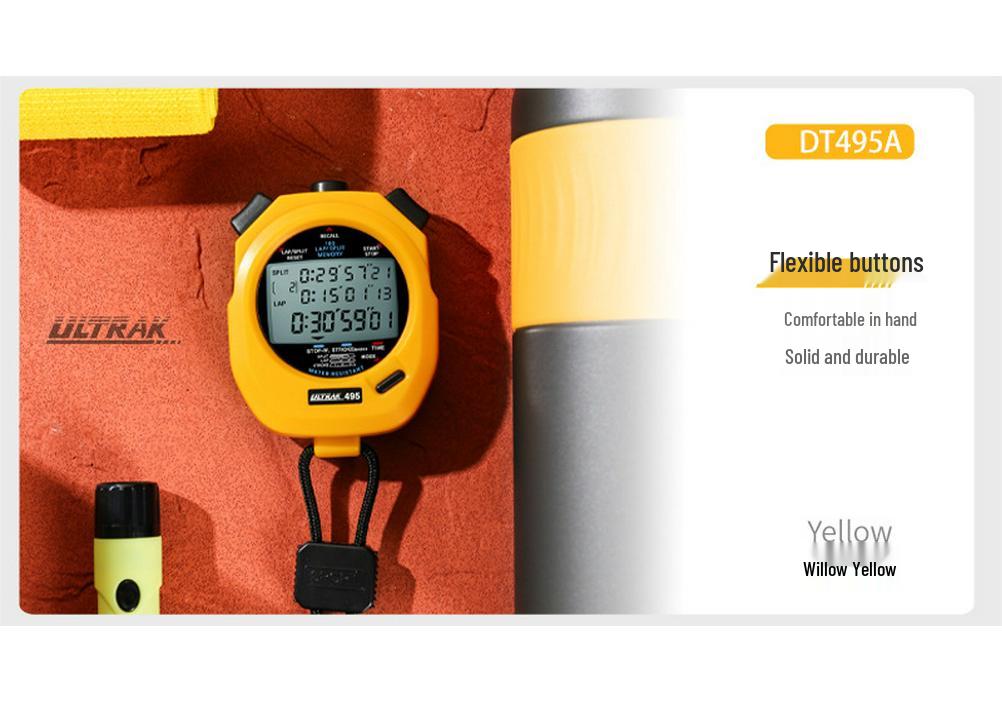 ULTRAK DT495E Electronic Stopwatch, 100-Lap, 3-Row Display, Portable Timer for Track and Field Training
