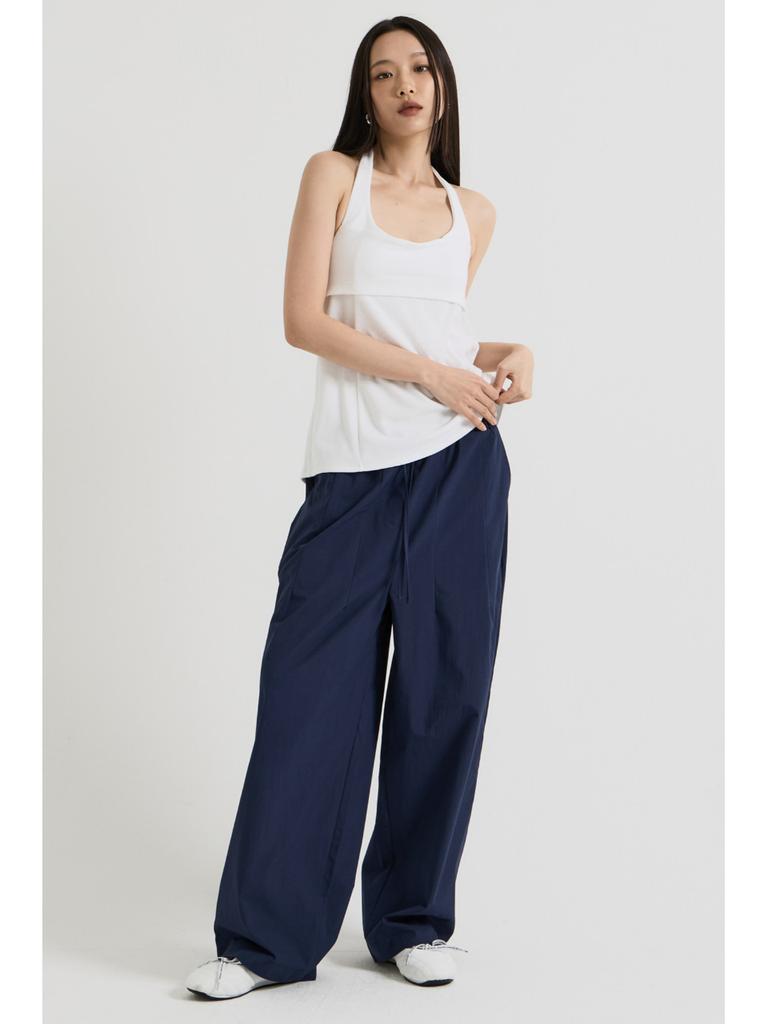 Beidipi Cotton Wide Elastic Waist Pants, Navy