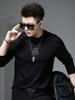 European Style Trendy Printed Long-Sleeve T-Shirt for Men, 2025 Autumn New Fashion Brand Round Neck Base Shirt Men's Top