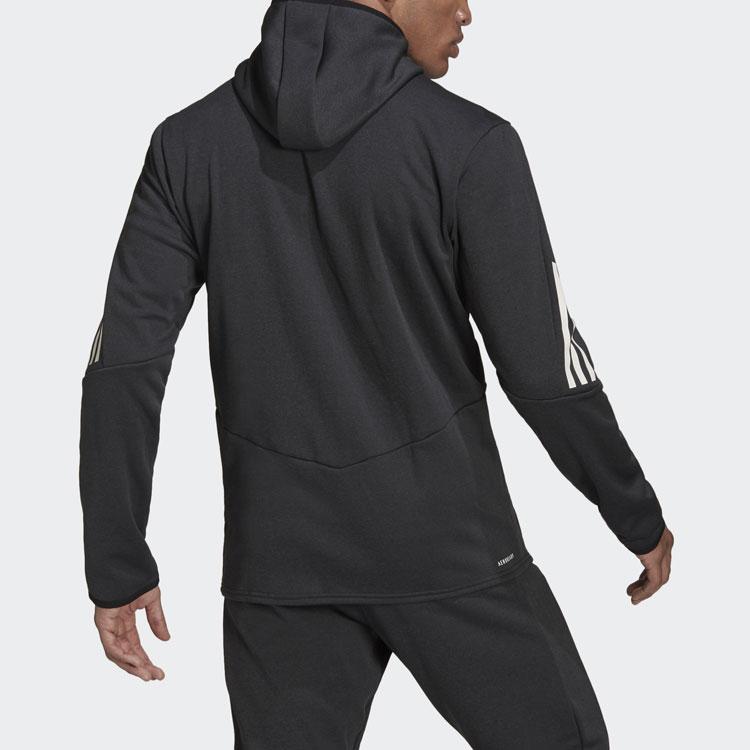 Adidas Pruhovaná mikina s kapucí na zip Pánské svrchní oblečení Černá HC3060