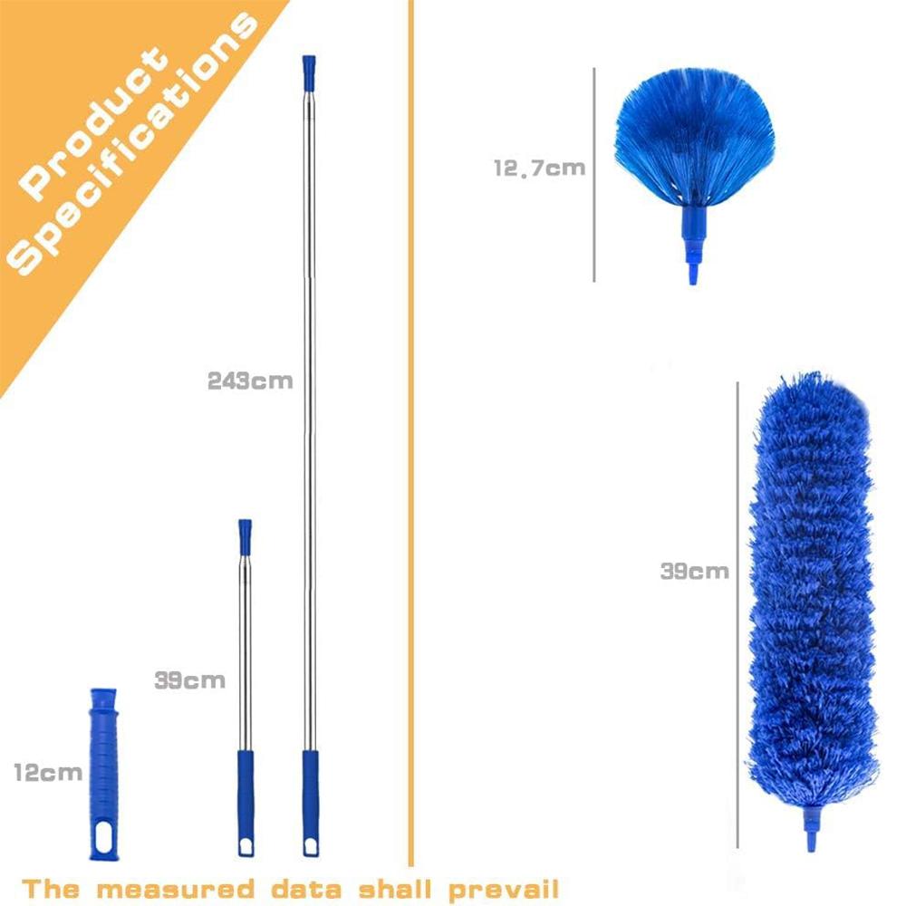 Professional Microfibre Dusters for Cleaning - Extendable 30-81" Cobweb Remover Kit Bendable Design for High Ceilings