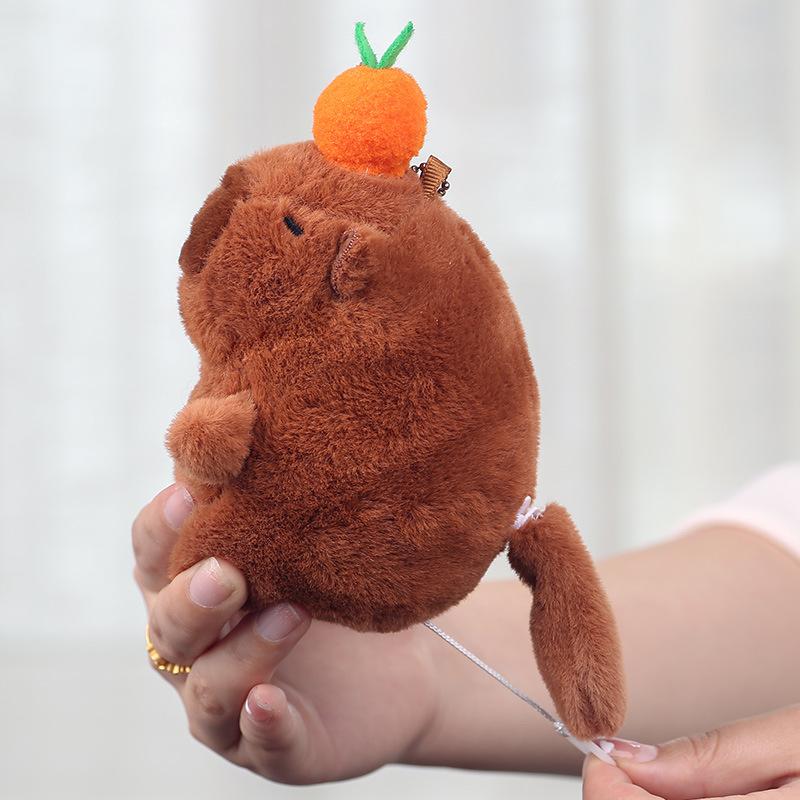 Kapibara doll snapping ring bracelet plush toy wagging tail capybara doll gift girl doll wholesale