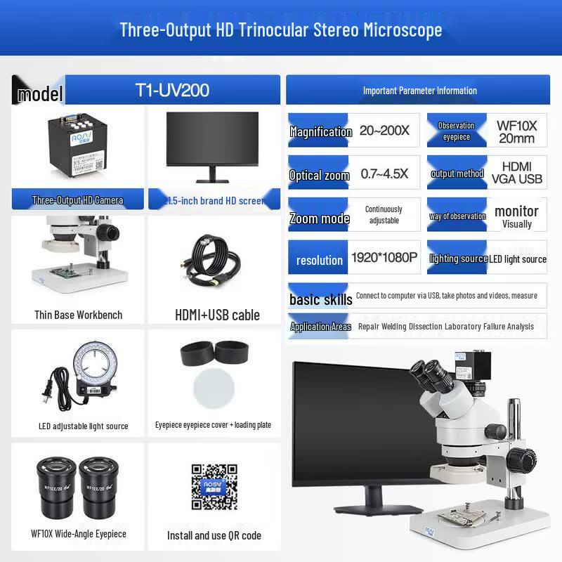 AOSVI Trinocular Stereo Zoom Microscope