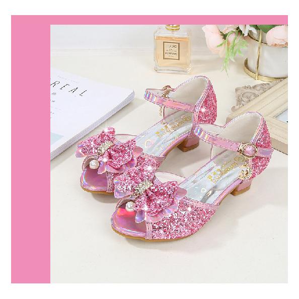 Sandales pour filles Nouvelle mode Grandes enfants Chaussures de princesse Été Enfants Polyvalentes Talons hauts Petites filles Sandales en cristal