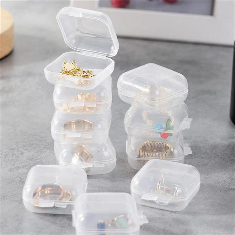 10/50/200PCS Transparent Square Plastic Jewelry Box Organizer Individual Slots for Rings Necklaces Earrings - Storage Solution