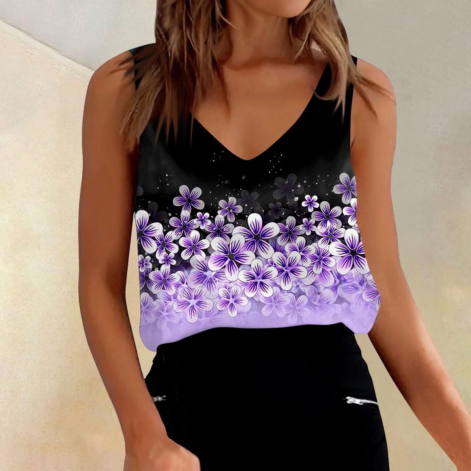 

Женские атласные майки с V-образным вырезом, повседневные майки без рукавов, летние базовые майки с градиентом XXL фиолетовый