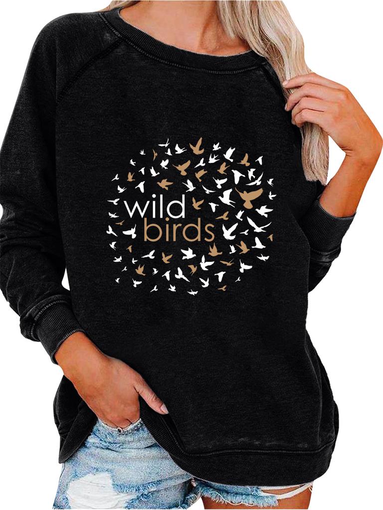 Women's Oversized Pullover Sweatshirt Versatile Top Female Spring/Fall Sweatshirt Fashion Print Top