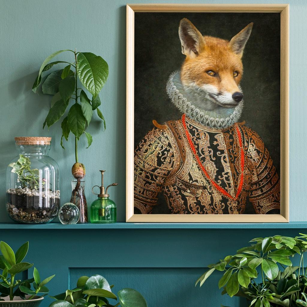 Renaissance Animal Painting Lion Flamingo Tiger Rabbit Victorian Animal Portrait Wall Art Funny Picture Canvas Poster Home Decor