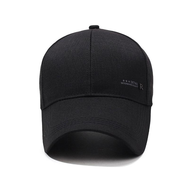 Boné de beisebol masculino de cor sólida com aba longa, protetor solar para esportes ao ar livre, chapéu de metal R, boné de lazer para pesca