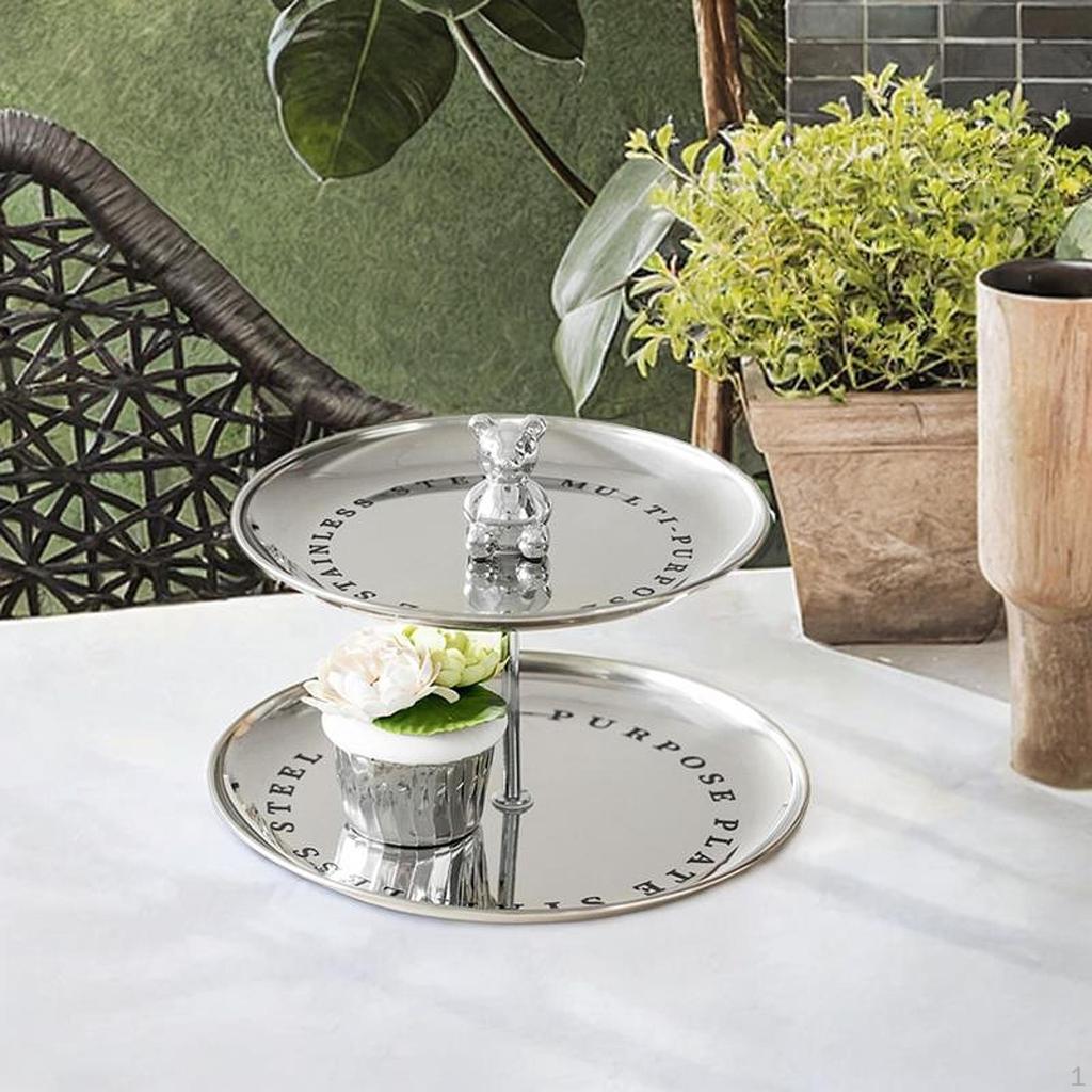Cupcake Stand Cup Cake Towel Modern Stainless Steel Tiered Serving Tray Dessert Display Plate