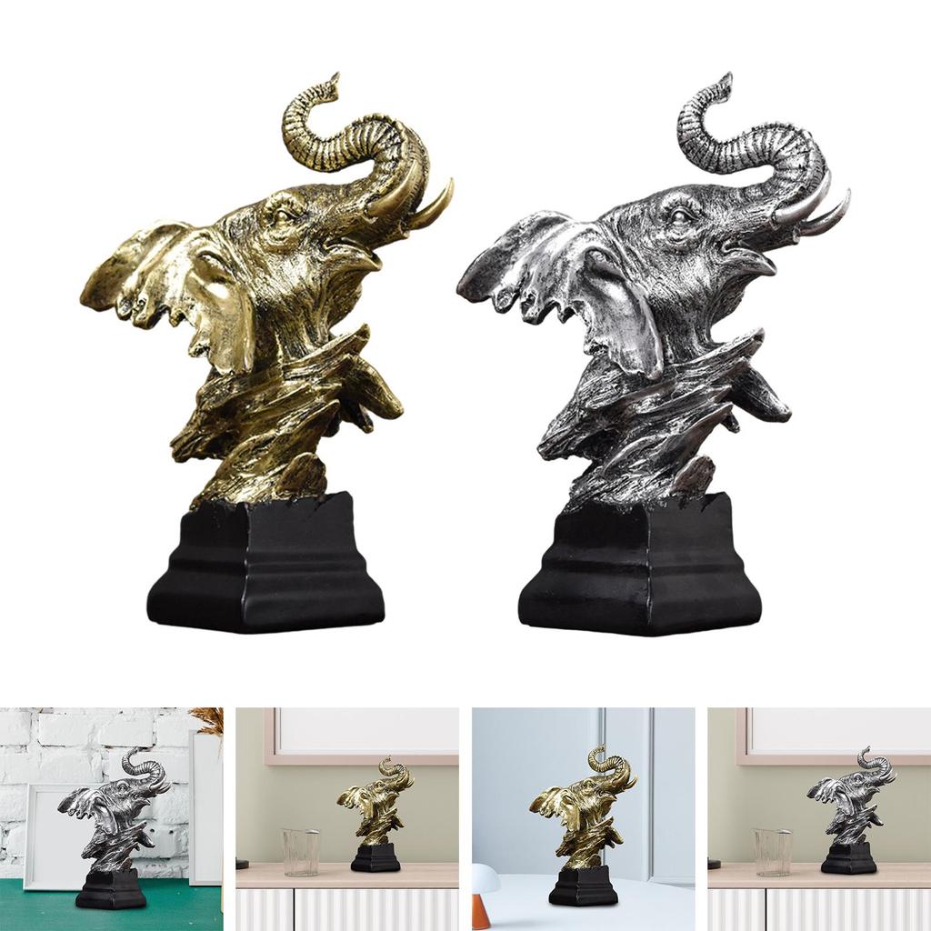 Elephant Resin Sculpture Home Decor Collectible Creative Elephant Decor Statue for Desktop Gift Desk Garden Decoration