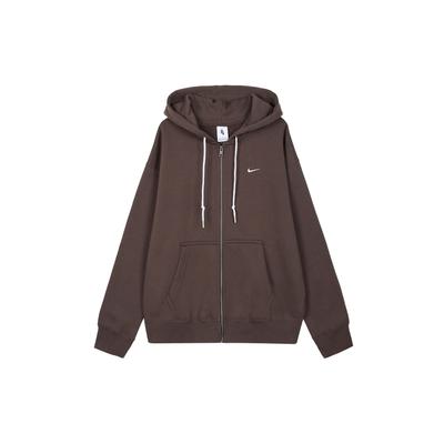 Sweat à capuche zippé uni pour homme Tops Baroque-Marron DR0404-237