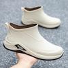 Rain Shoes Men's Bunched Mouth Rainproof Waterproof Shoes Short Tube Fashion Rain Boots Padded Cotton Work Shoes