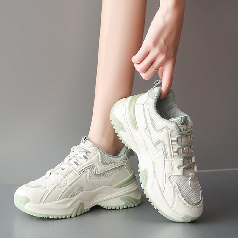 Fashion 2025 Spring New Women's Shoes All Math Platform Sneakers Height Increase 6CM Thick Bottom Casual Shoes Sports Shoes Mesh Tennis
