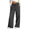 Women’s Wide Leg Drawstring Waist Pants Loose Fit Elastic Waistband Trousers Casual Lounge Sweatpants with Pockets