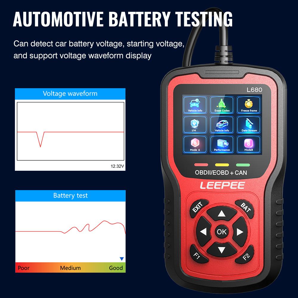 Cloud Print Clear/Erase Codes Battery Tester Car Diagnostic Tools L680 Universal Car OBD2 Code Reader Check Engine System OBD II EOBD Scanner