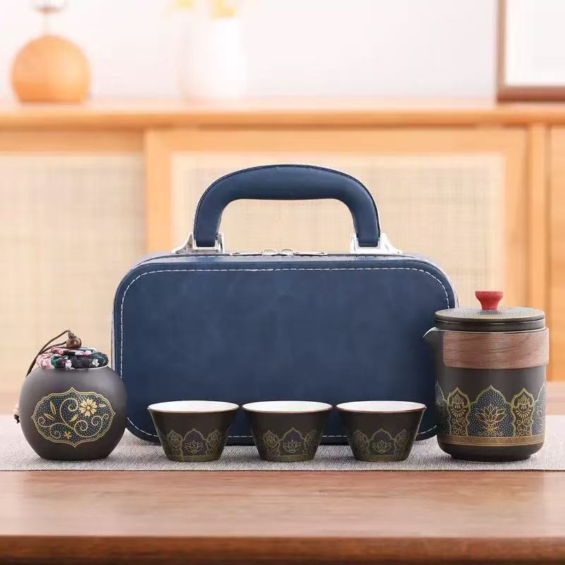 Travel Kung Fu tea set portable express cup company opening business advertising gift print light luxury retro