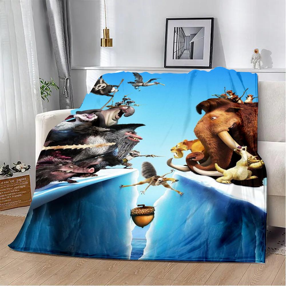Printed Blanket Picnic Blankets Cartoon Ice Age Warm Blanket Soft and Comfortable Blanket Home Travel Birthday Gift