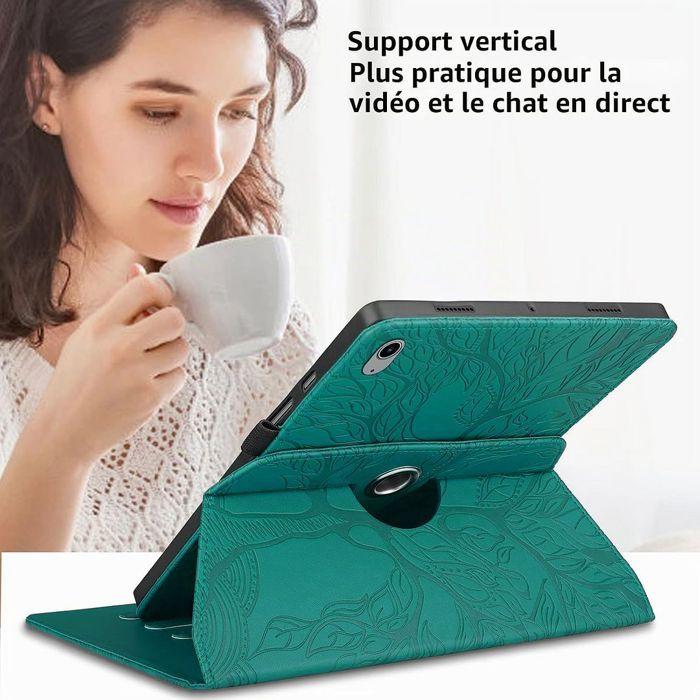 Hülle + Gehärtetes Glas für iPad A16 (11") / iPad 10 2022 (10,9") Stoßfestes Drehhülle PU-Leder Grün