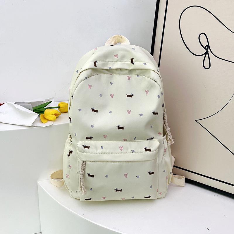 Blumen-Welpen-Rucksack - Niedlicher Schulrucksack mit großer Kapazität für Junior- und Highschool-Schüler