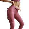 Pantaloni da Yoga a Vita Alta Monocolore Multi Tasche Push Up Senza Cuciture Skinny Leggings Fitness da Donna Activewear