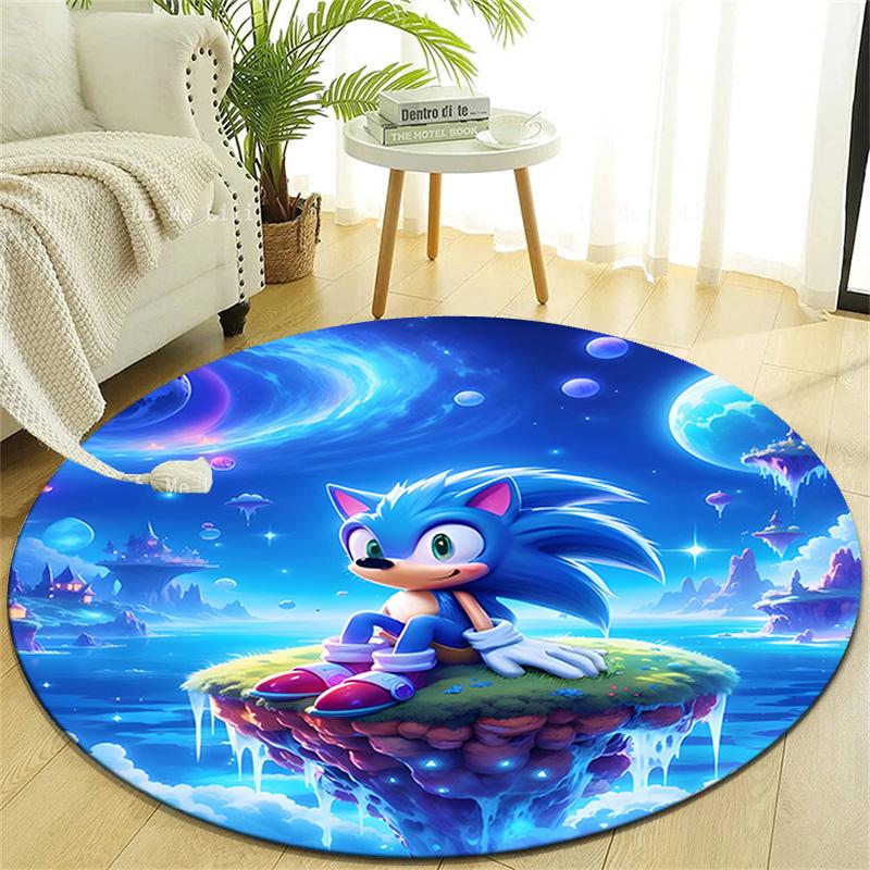 1pc Sonic4 Design Printed Area Round Carpet for Bedroom Living Room Home Decor Rugs Mat Non Slip Mat Rug for Bedside