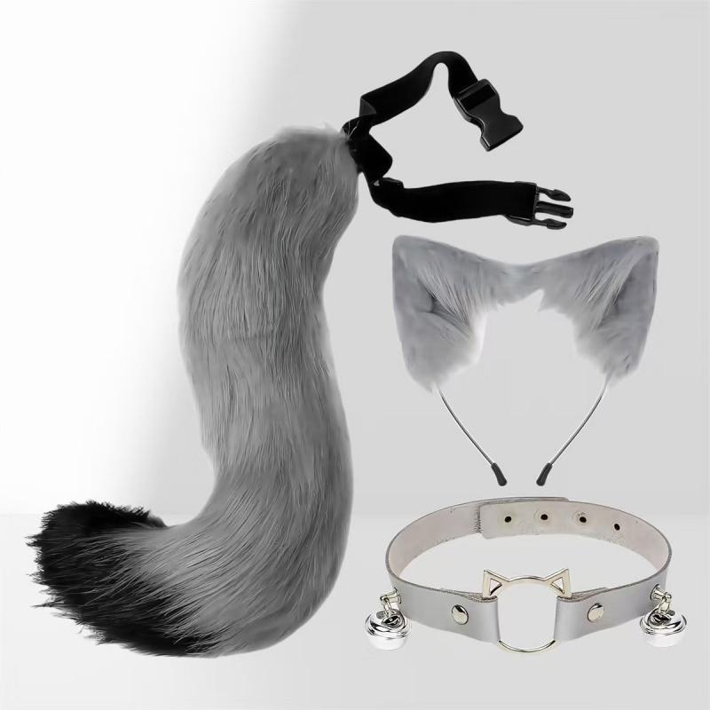 Handgefertigtes Halloween Katzenohren-Schwanz-Set Cosplay-Requisiten Ausstellung Spielthema Erwachsenen-Accessoire Katzenohr-Schwanz-Stirnband-Set