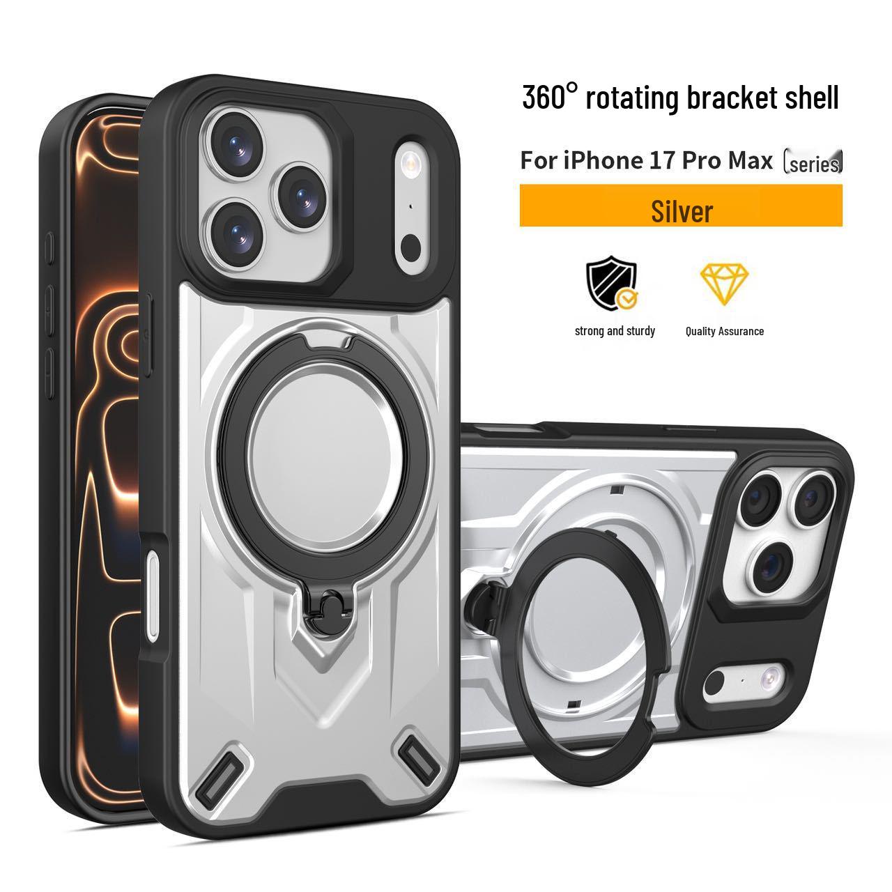 

iPhone 17 Pro Max Drop-Proof Case with Magnetic Bracket - Diji Apple 17 17 Air срібний
