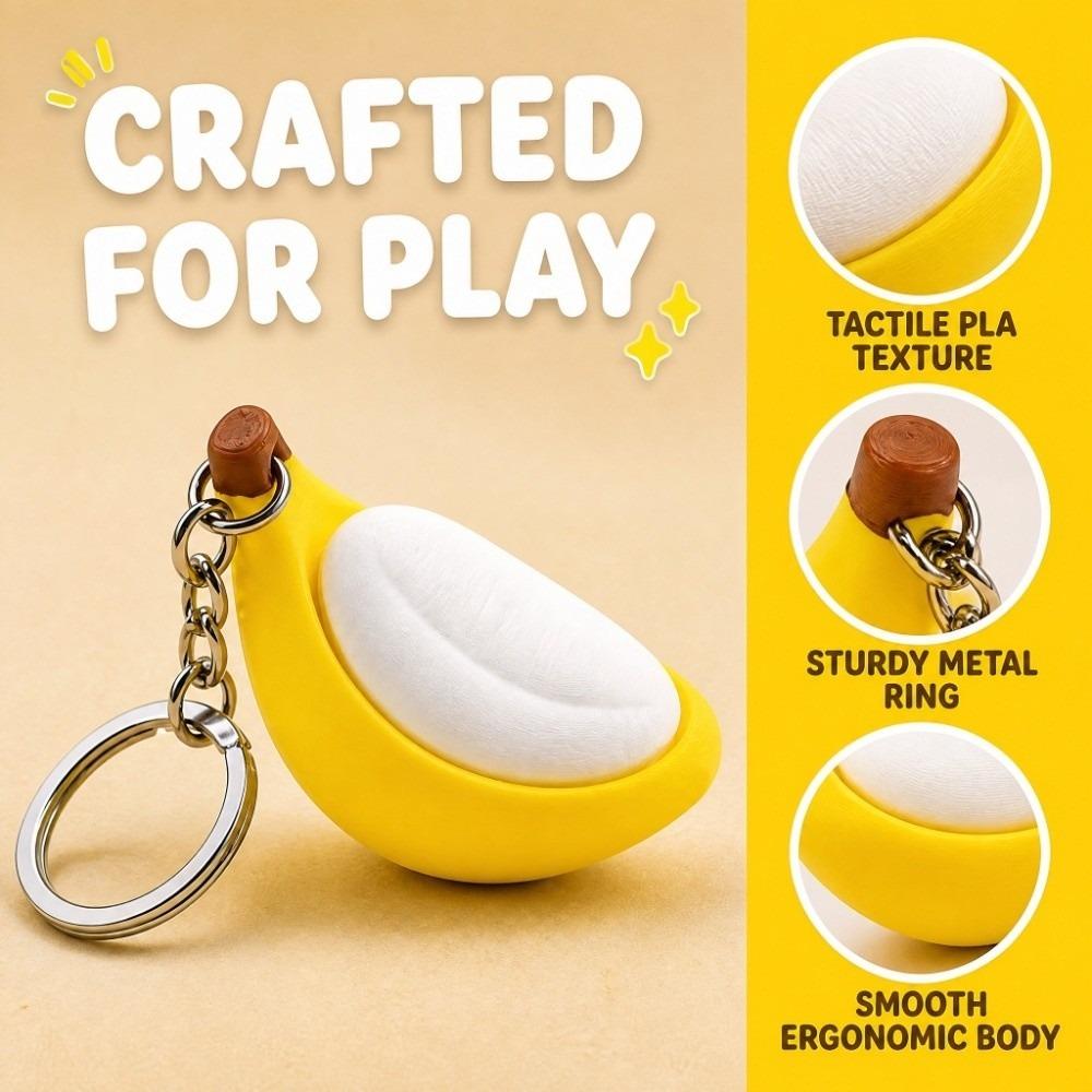 Eco-Friendly PLA Banana Fidget Keychain Novelty Shape Button Clicker Keychain Backpack Charm