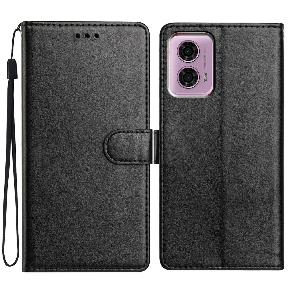 For Motorola Moto G24 4G/Moto G04 4G Leather Phone Case Wallet Stand Cover with Handy Strap