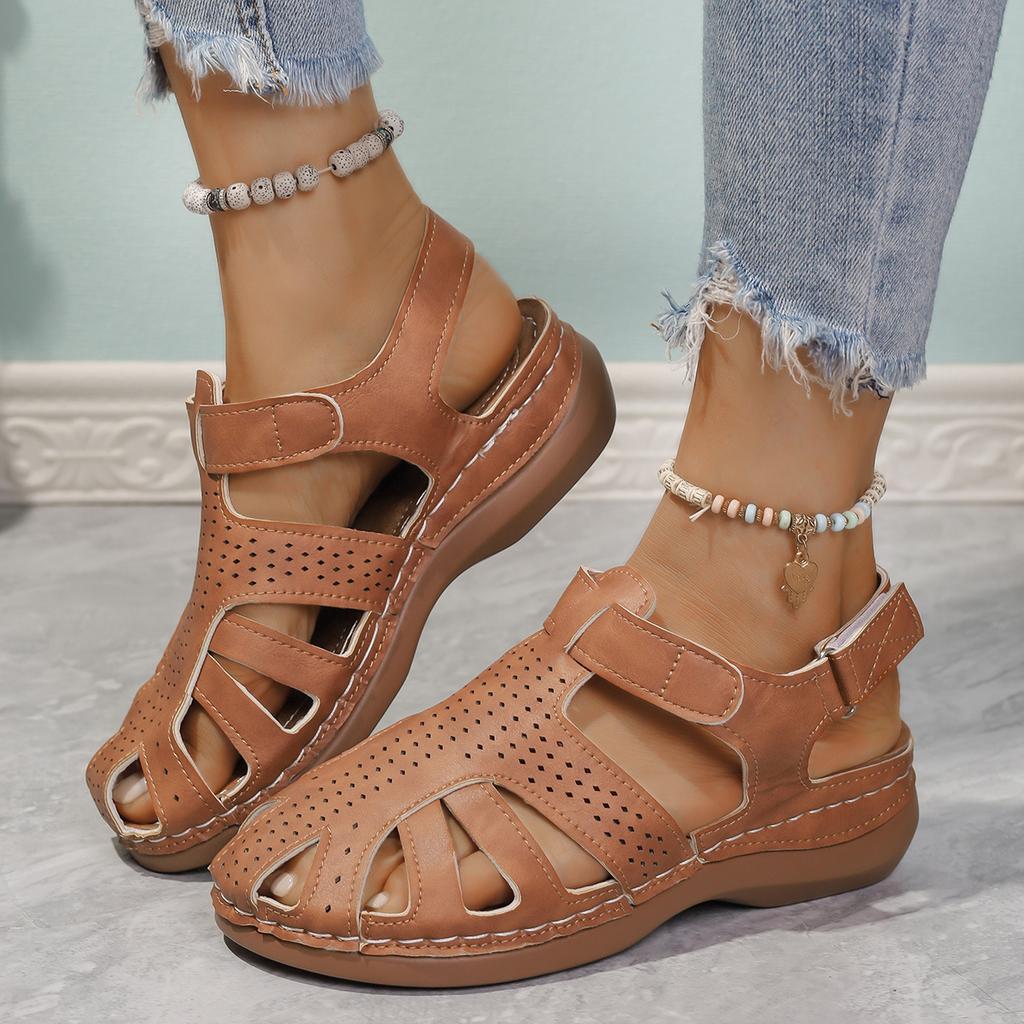 Sommer Hohl Ausgeschnitten Dicke Sohle Sandalen für Damen 2025 Neu Bequem Leichte Römische Sandalen Damen Plateau Strandschuh