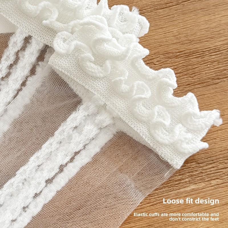 Bows Lace White Socks for Women in Spring and Summer, Light Style, Breathable, Princess Style, Lace Fabric, Icy Socks