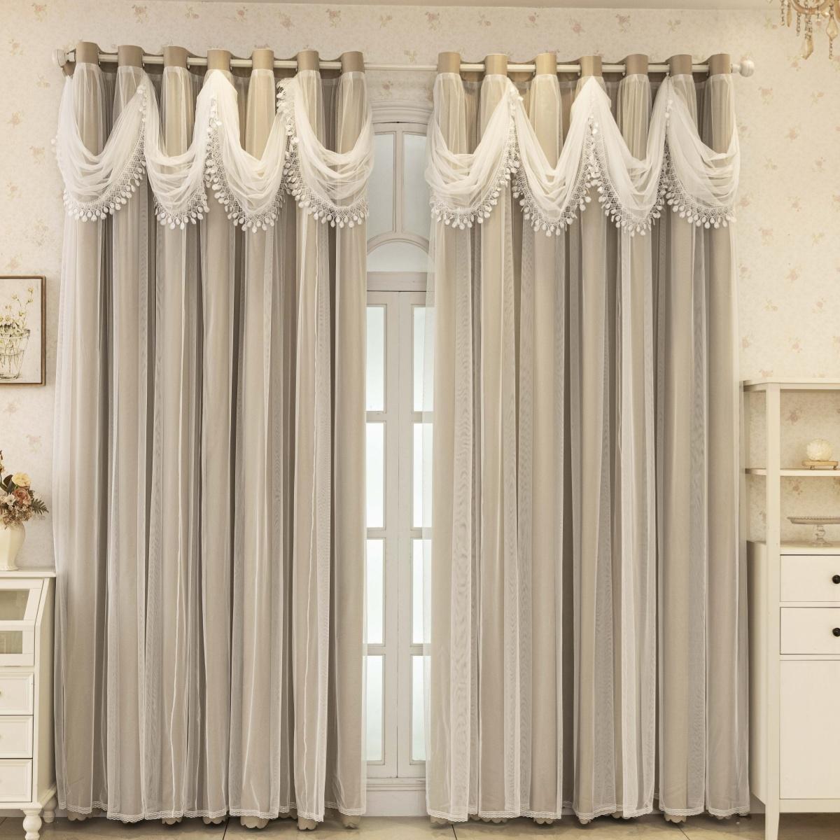 Moderne Minimalistische Verduisteringsgordijnen, 1 Stuk Golvend Patroon Gordijn Hoofdband, Volledig Lichtblokkerende Dubbellaagse Gordijnen voor Woonkamer W130xH100cm&Hooks tape top beige