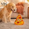 Durable Plush Dog Toys Crinkle Chew Toy, Food Shape Interactive Hamburger Pizza Hot Safe Fabric Teething Design, Toy for Small And Medium Dogs Squeaky