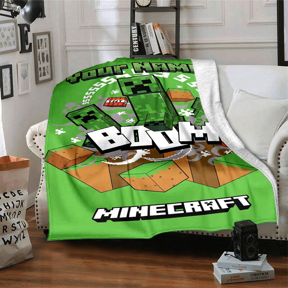 Minecraft Customize Text Blanket Cozy Customizable Blanket Ultra-Soft Perfect for Office Chair Sofa Chair Seaside Four Seasons Universal