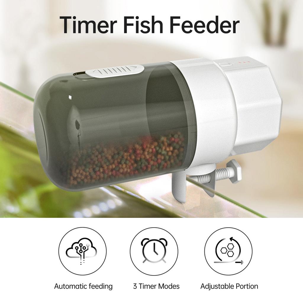 Automatic Fish Feeder Smart Timer 3 Feeding Modes Aquarium Feeder 350ml Large Capacity   Opening   Feeder Power By Battery for Fish Turt