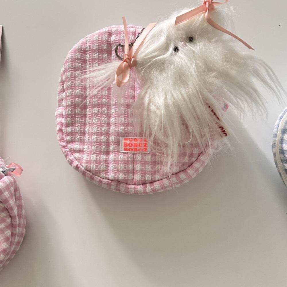 

Large Capacity Plaid Toiletry Organizer Korean Style Cotton Coin Purse Ins Cosmetic Bag Outdoor синій