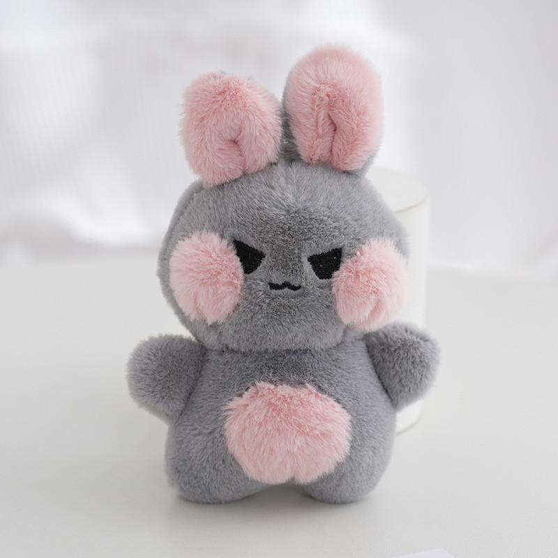 Cute Chubby Cheeks Rabbit Stuffed Animal Keyring In Multiple Colors серый