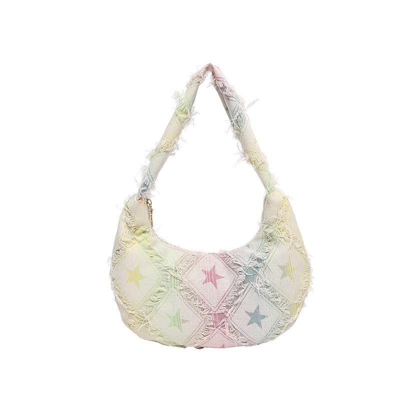 Fashionable Women s Crescent Moon Bag With Trendy Ethnic Designs And Functional Interior Pockets Beige2