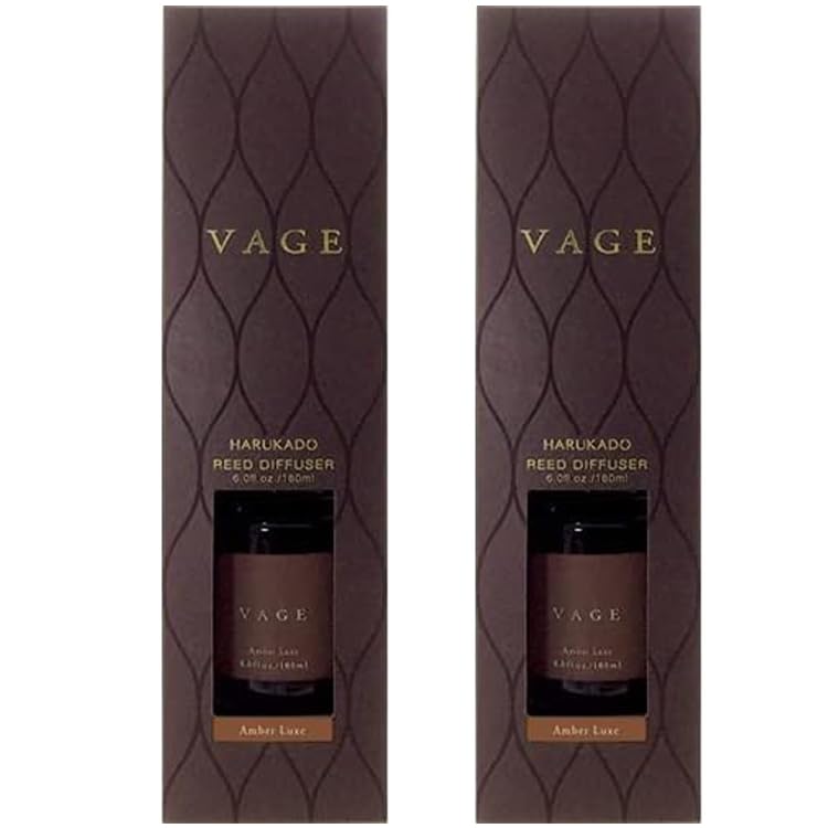 

VAGE Reed Diffuser 180 мл Amber Luxe Оригинальная наклейка с логотипом включена [Набор 2] + коричневый