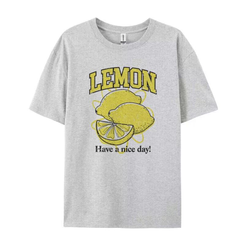 Retro Style Lemon Print TShirts Oversized Streetwear Graphic Tees Cute Aesthetic Fruit T Shirt Women Trendy Vintage Fashion Top