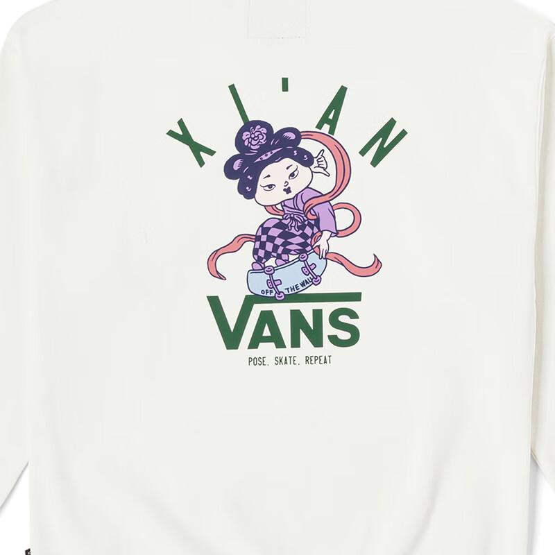 Vans City Series Letter Pattern Printed Crewneck Sweatshirt Unisex Sweatshirt Off-White VN000KQDFS8