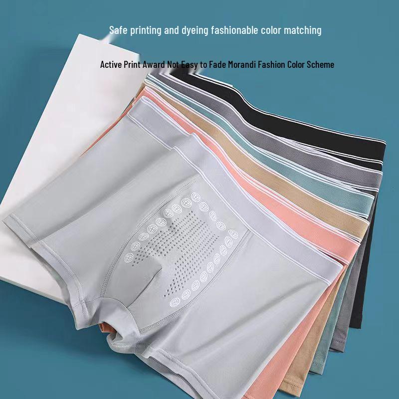 Pánské boxerky středního pasu s negativními ionty pro vitalitu - Pohodlné a prodyšné masážní spodní prádlo