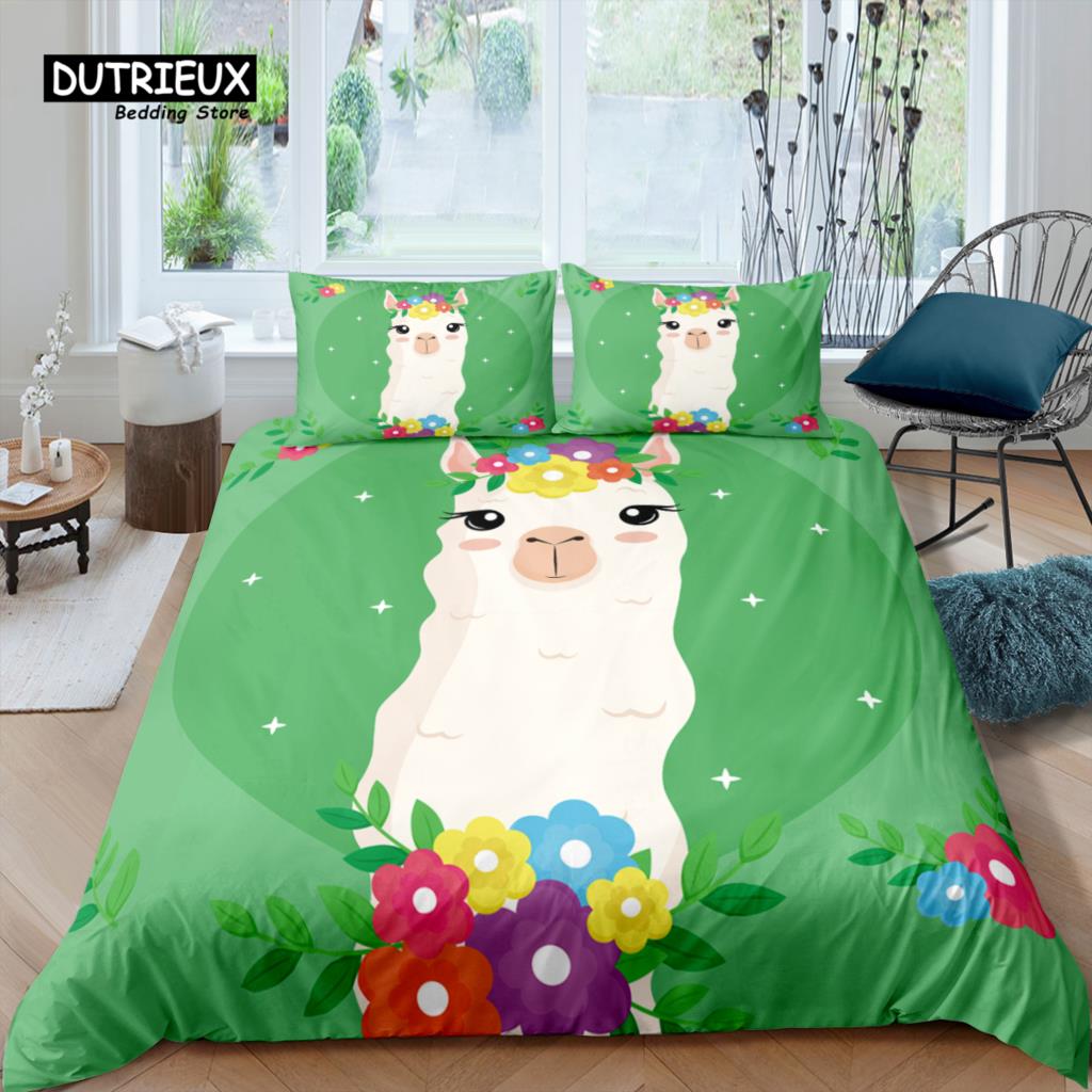 

Comforter Home Living Luxury 3D Cartoon Alpaca Bedding Set Sheep Queen And King Eu/Us/Au/Uk Size Comforter Bedding Comforter (quilt)-EU Single(135*200cm)3pcs