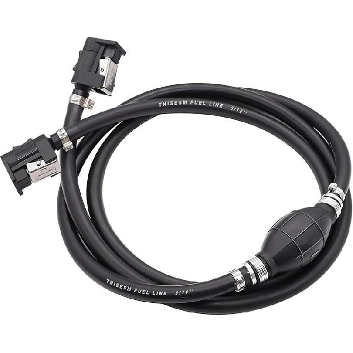 Tnisesm 5/16" 6FT Fuel Line Assembly, With Connector Rubber Marine Outboard Boat Motor RVs Fuel Assembly With Primer Bulb 304 Steel Hose Clamps