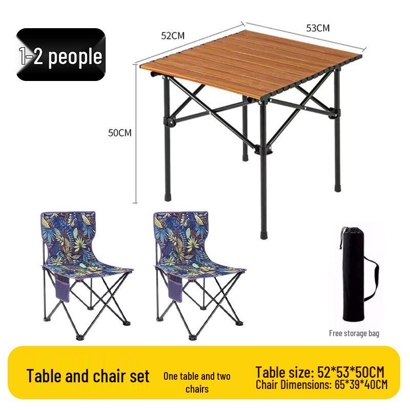 Outdoor Portable Folding Table & Chairs Set - Lightweight Roll-Up Table with Camping Seats